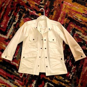 Bone White Cotton Canvas Vintage Chore Jacket